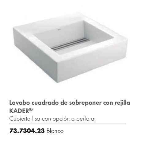 Lavabo 73.7304.23 Kader Cuadrado de Sobreponer Blanco-Stanza